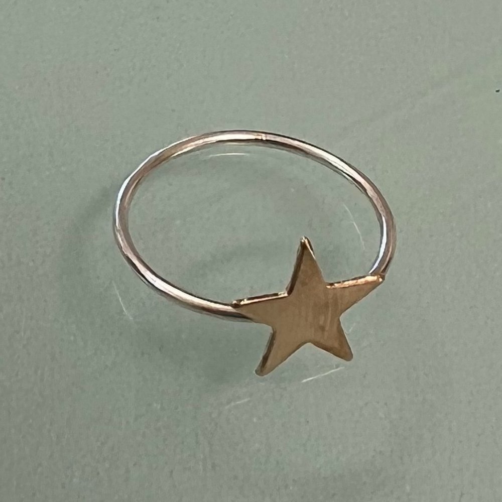 925 Sterling Silver & 14K Gold Filled STAR Ring size 5 - Picture 6 of 14